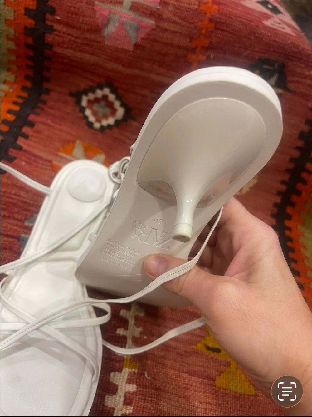 Zara White Strappy Lace-Up Flat Sandals - Picture 3 of 7